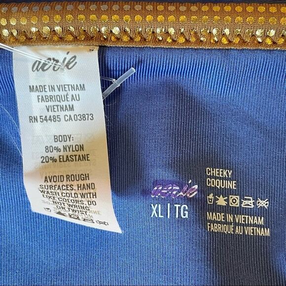 NEW Aerie Blue with Gold Trim Bikini Bottom XL - Picture 3 of 6